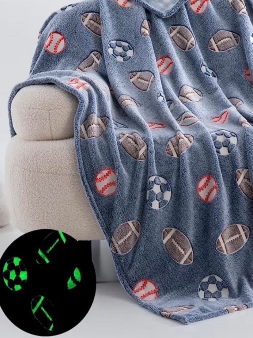 Glow In The Dark Sports Throw Blanket Ages 3-12